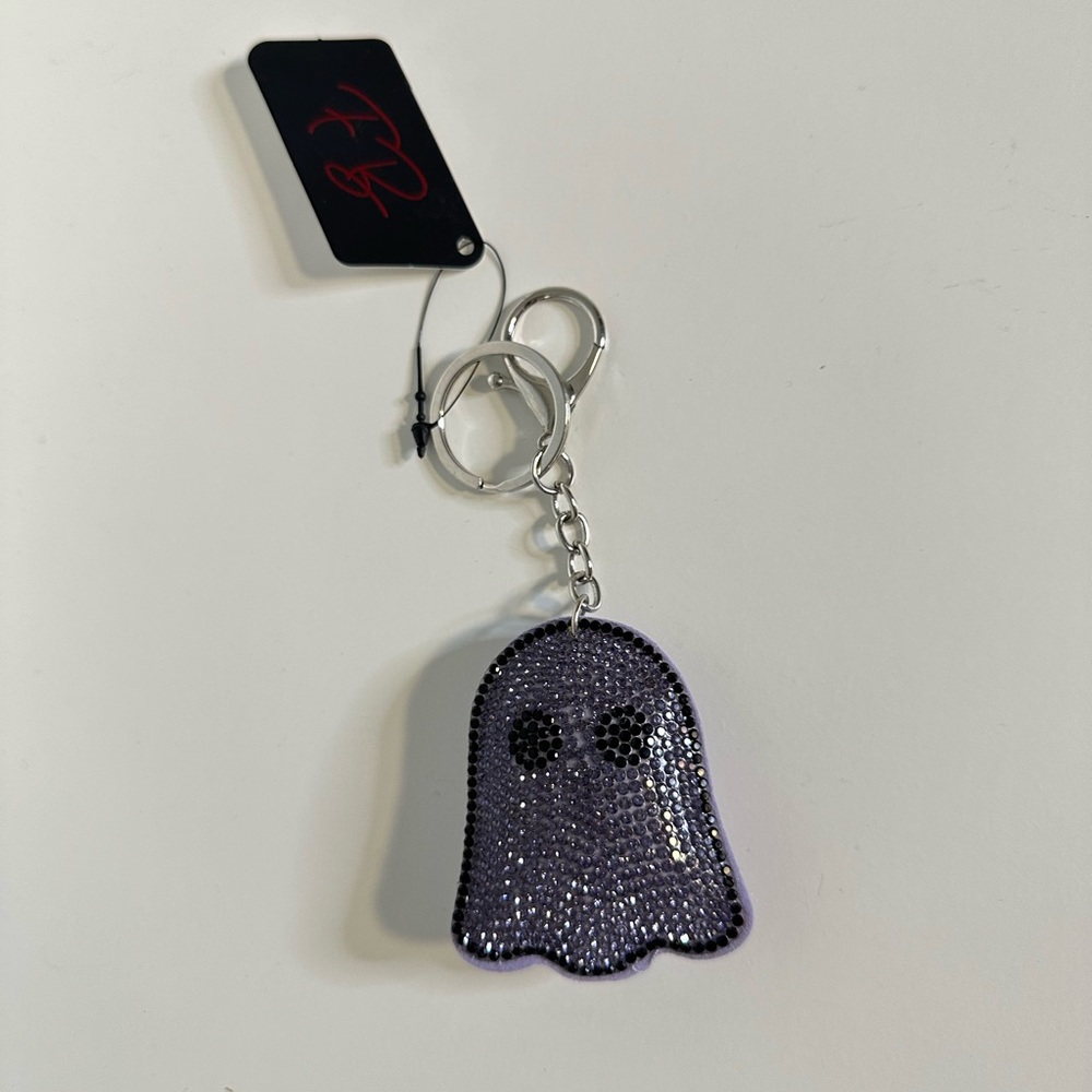 Purple Rhinestone Ghost Bag Charm Keychain